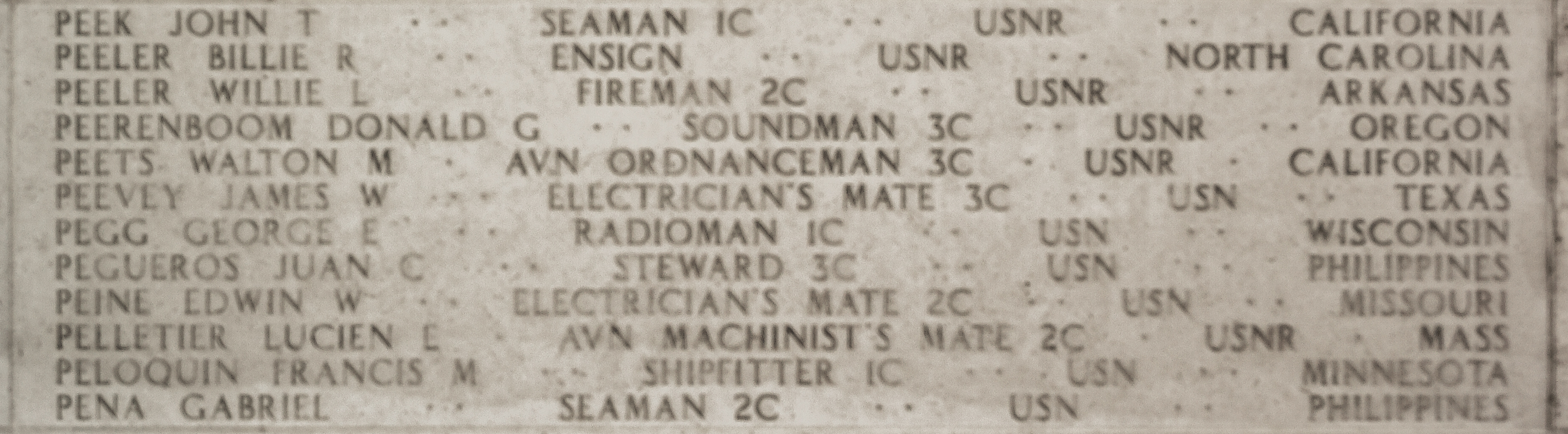 Walton M. Peets, Aviation Ordnanceman Third Class